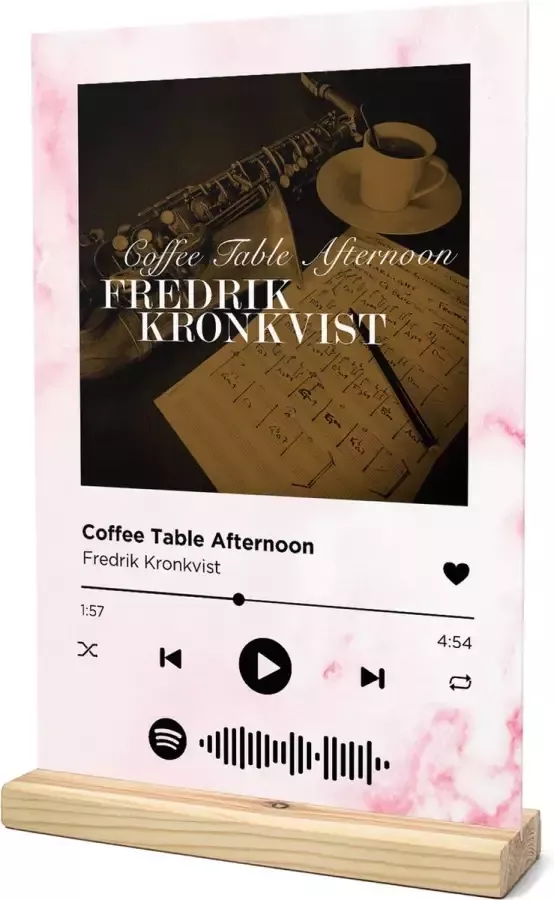 Songr Spotify Muziek Bordje Coffee Table Afternoon Fredrik Kronkvist 20x30 Roze Dibond Aluminium Plaat Cadeau Tip voor Man en Vrouw