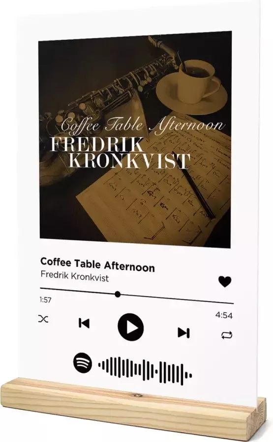 Songr Spotify Muziek Bordje Coffee Table Afternoon Fredrik Kronkvist 20x30 Wit Dibond Aluminium Plaat Cadeau Tip voor Man en Vrouw
