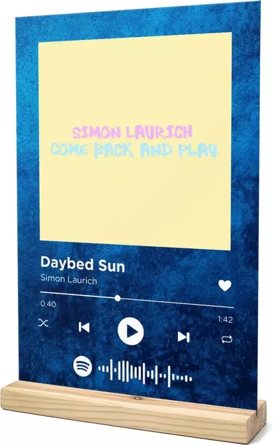 Songr Spotify Muziek Bordje Daybed Sun Simon Laurich 20x30 Blauw Dibond Aluminium Plaat Cadeau Tip voor Man en Vrouw
