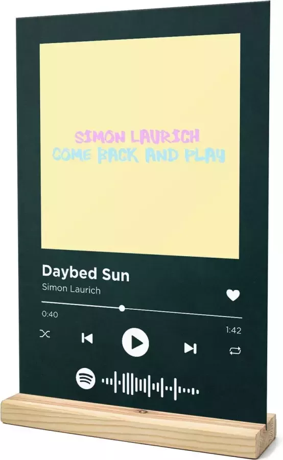 Songr Spotify Muziek Bordje Daybed Sun Simon Laurich 20x30 Groen Dibond Aluminium Plaat Cadeau Tip voor Man en Vrouw