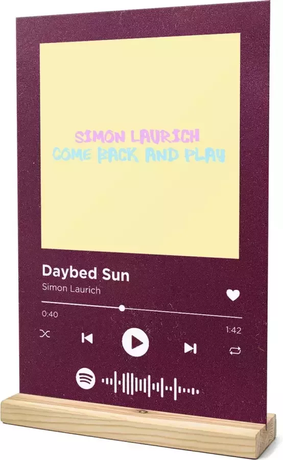 Songr Spotify Muziek Bordje Daybed Sun Simon Laurich 20x30 Rood Dibond Aluminium Plaat Cadeau Tip voor Man en Vrouw