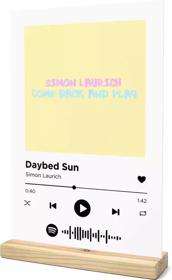 Songr Spotify Muziek Bordje Daybed Sun Simon Laurich 20x30 Wit Dibond Aluminium Plaat Cadeau Tip voor Man en Vrouw