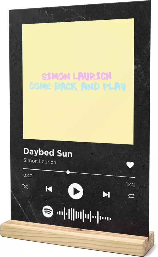 Songr Spotify Muziek Bordje Daybed Sun Simon Laurich 20x30 Zwart Dibond Aluminium Plaat Cadeau Tip voor Man en Vrouw