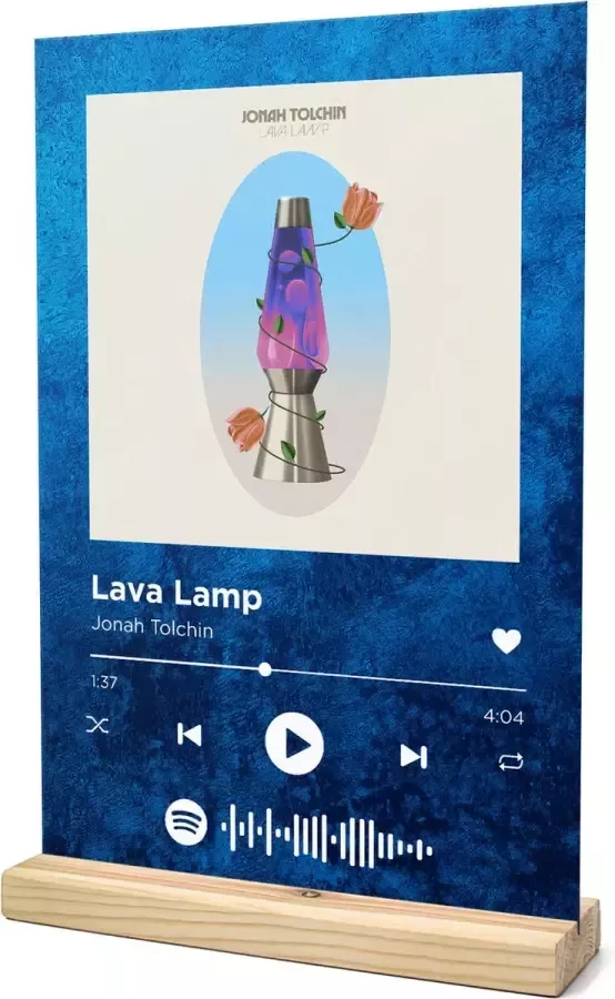 Songr Spotify Muziek Bordje Lava Lamp Jonah Tolchin 20x30 Blauw Dibond Aluminium Plaat Cadeau Tip voor Man en Vrouw