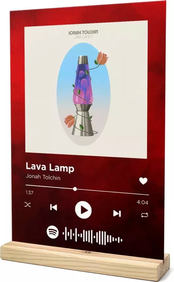 Songr Spotify Muziek Bordje Lava Lamp Jonah Tolchin 20x30 Rood Dibond Aluminium Plaat Cadeau Tip voor Man en Vrouw