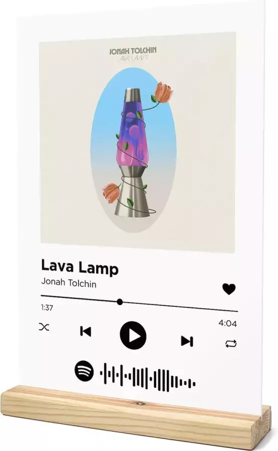 Songr Spotify Muziek Bordje Lava Lamp Jonah Tolchin 20x30 Wit Dibond Aluminium Plaat Cadeau Tip voor Man en Vrouw