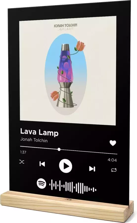 Songr Spotify Muziek Bordje Lava Lamp Jonah Tolchin 20x30 Zwart Dibond Aluminium Plaat Cadeau Tip voor Man en Vrouw