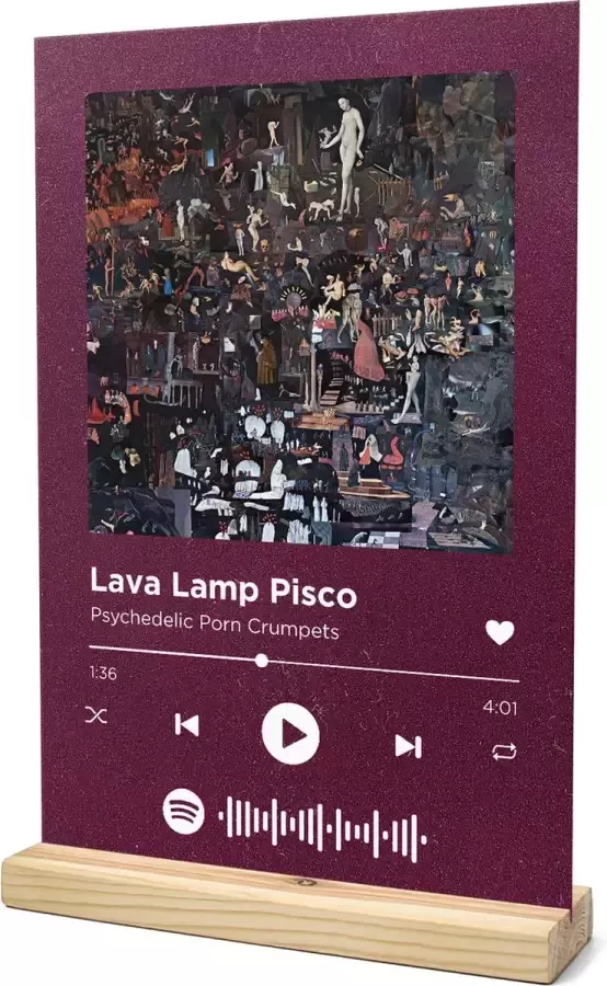 Songr Spotify Muziek Bordje Lava Lamp Pisco Psychedelic Porn Crumpets 20x30 Rood Dibond Aluminium Plaat Cadeau Tip voor Man en Vrouw
