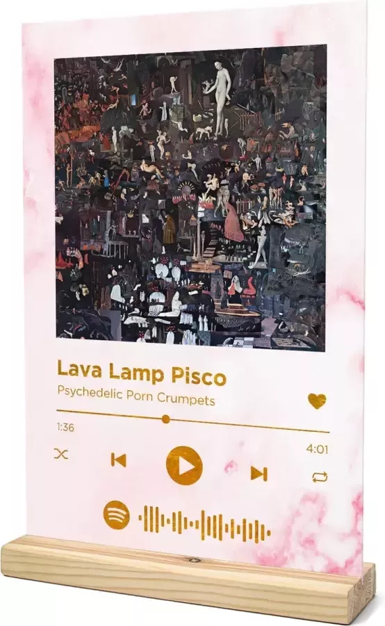 Songr Spotify Muziek Bordje Lava Lamp Pisco Psychedelic Porn Crumpets 20x30 Roze Dibond Aluminium Plaat Cadeau Tip voor Man en Vrouw