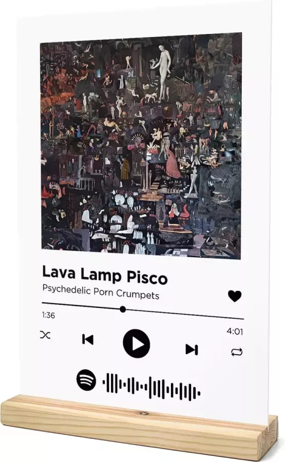 Songr Spotify Muziek Bordje Lava Lamp Pisco Psychedelic Porn Crumpets 20x30 Wit Dibond Aluminium Plaat Cadeau Tip voor Man en Vrouw