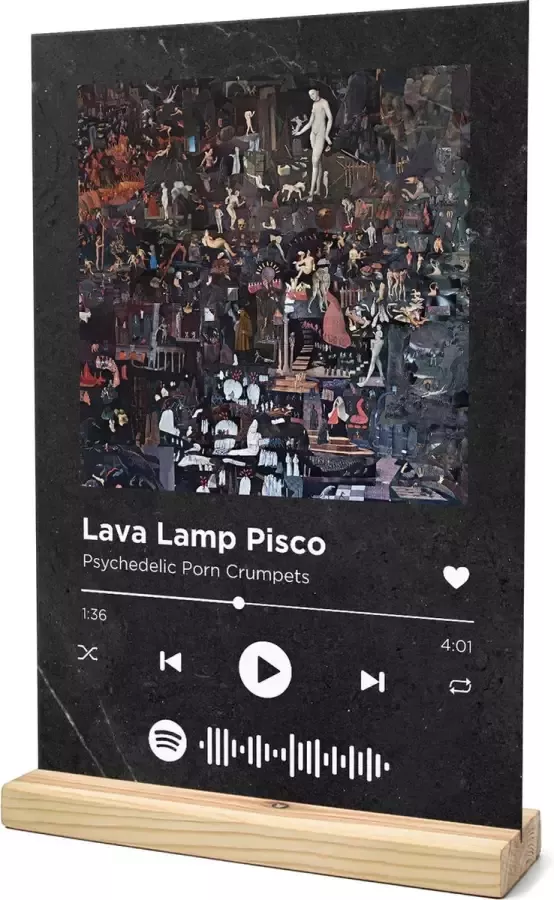 Songr Spotify Muziek Bordje Lava Lamp Pisco Psychedelic Porn Crumpets 20x30 Zwart Dibond Aluminium Plaat Cadeau Tip voor Man en Vrouw