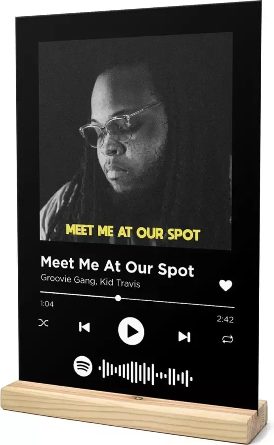 Songr Spotify Muziek Bordje Meet Me At Our Spot Groovie Gang Kid Travis 20x30 Zwart Dibond Aluminium Plaat Cadeau Tip voor Man en Vrouw