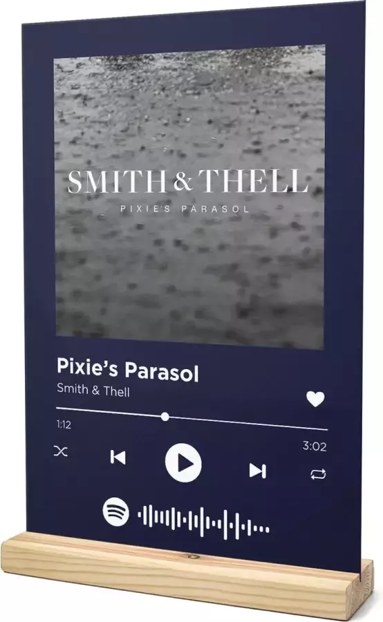 Songr Spotify Muziek Bordje Pixie's Parasol Smith & Thell 20x30 Blauw Dibond Aluminium Plaat Cadeau Tip voor Man en Vrouw