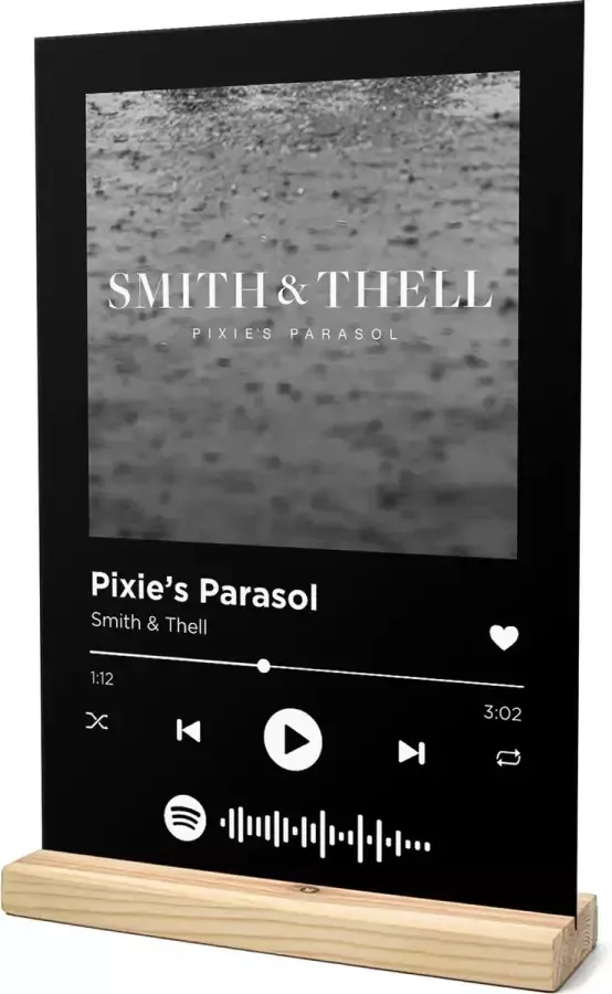 Songr Spotify Muziek Bordje Pixie's Parasol Smith & Thell 20x30 Zwart Dibond Aluminium Plaat Cadeau Tip voor Man en Vrouw