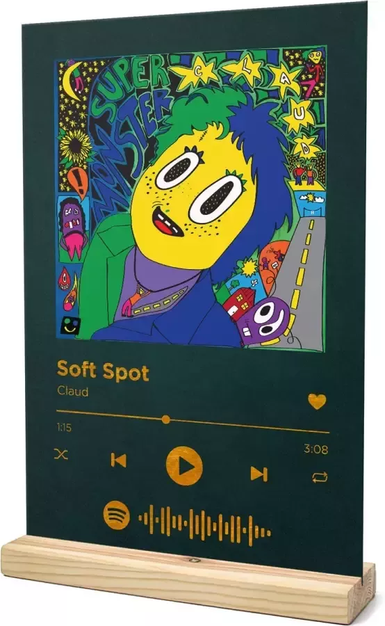 Songr Spotify Muziek Bordje Soft Spot Claud 20x30 Groen Dibond Aluminium Plaat Cadeau Tip voor Man en Vrouw