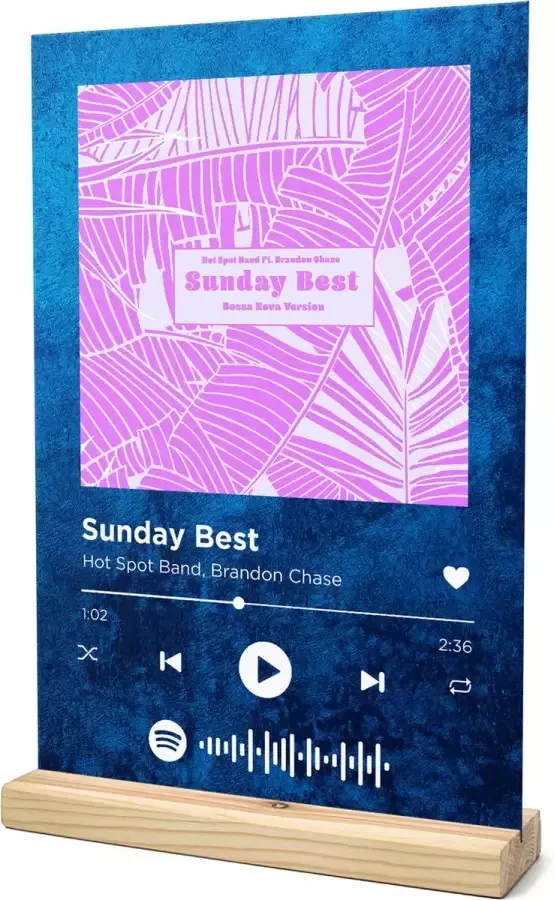 Songr Spotify Muziek Bordje Sunday Best Hot Spot Band Brandon Chase 20x30 Blauw Dibond Aluminium Plaat Cadeau Tip voor Man en Vrouw