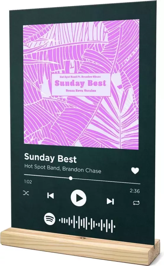 Songr Spotify Muziek Bordje Sunday Best Hot Spot Band Brandon Chase 20x30 Groen Dibond Aluminium Plaat Cadeau Tip voor Man en Vrouw