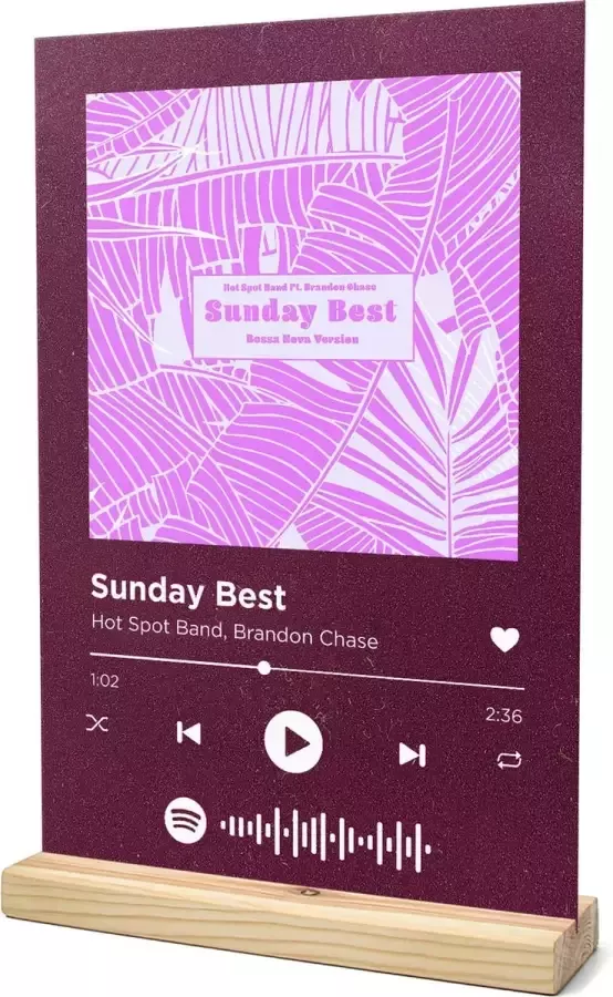 Songr Spotify Muziek Bordje Sunday Best Hot Spot Band Brandon Chase 20x30 Rood Dibond Aluminium Plaat Cadeau Tip voor Man en Vrouw