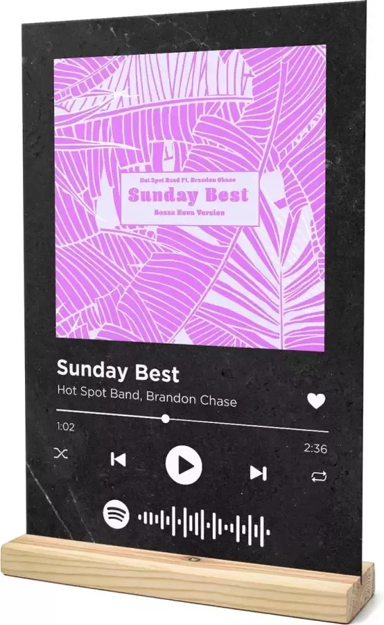 Songr Spotify Muziek Bordje Sunday Best Hot Spot Band Brandon Chase 20x30 Zwart Dibond Aluminium Plaat Cadeau Tip voor Man en Vrouw