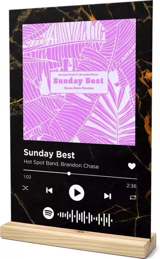 Songr Spotify Muziek Bordje Sunday Best Hot Spot Band Brandon Chase 20x30 Zwart Goud Dibond Aluminium Plaat Cadeau Tip voor Man en Vrouw