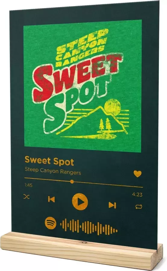 Songr Spotify Muziek Bordje Sweet Spot Steep Canyon Rangers 20x30 Groen Dibond Aluminium Plaat Cadeau Tip voor Man en Vrouw