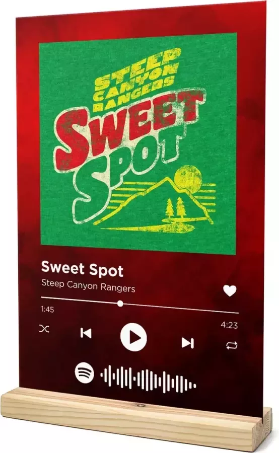 Songr Spotify Muziek Bordje Sweet Spot Steep Canyon Rangers 20x30 Rood Dibond Aluminium Plaat Cadeau Tip voor Man en Vrouw