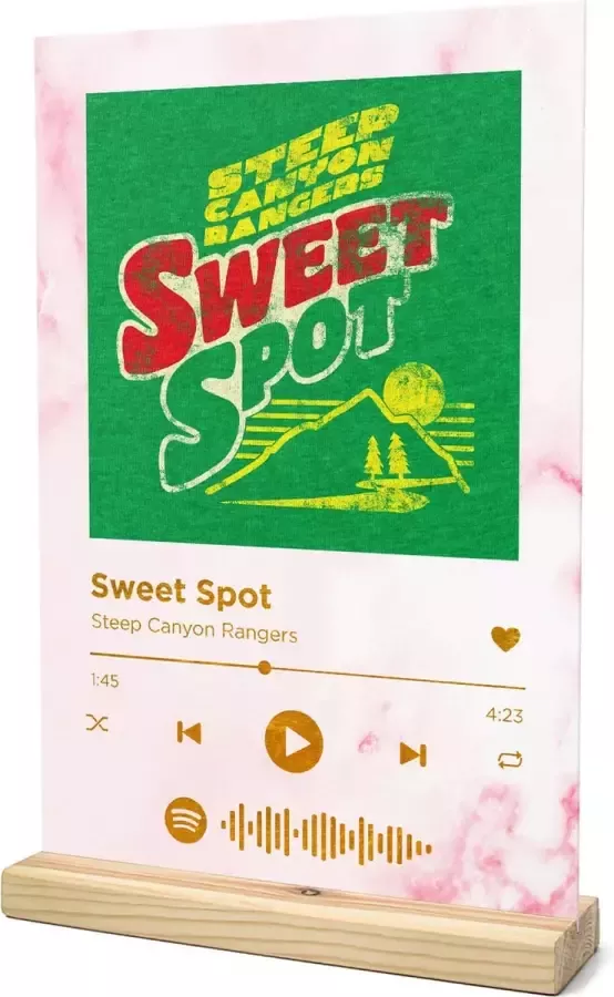 Songr Spotify Muziek Bordje Sweet Spot Steep Canyon Rangers 20x30 Roze Dibond Aluminium Plaat Cadeau Tip voor Man en Vrouw