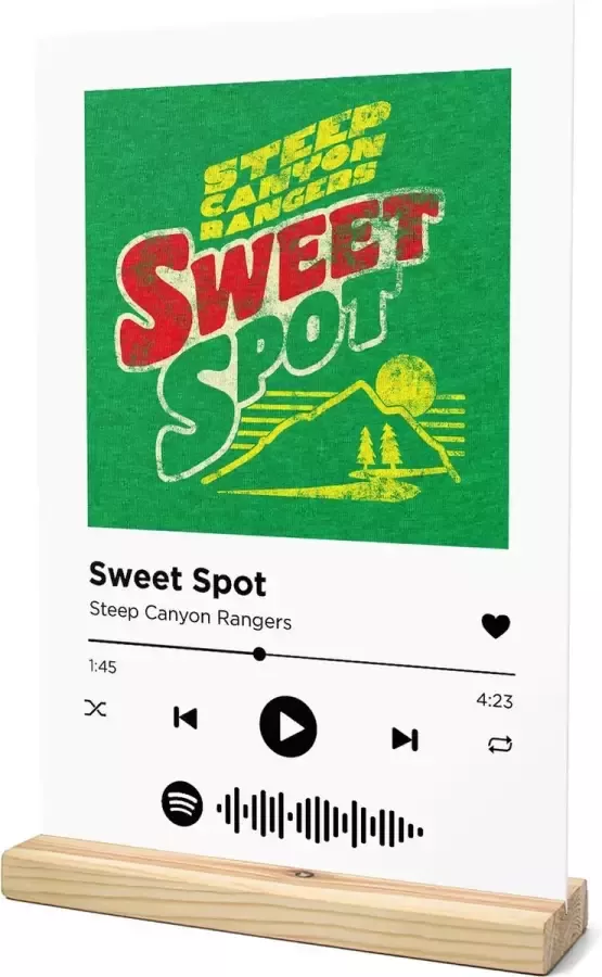 Songr Spotify Muziek Bordje Sweet Spot Steep Canyon Rangers 20x30 Wit Dibond Aluminium Plaat Cadeau Tip voor Man en Vrouw