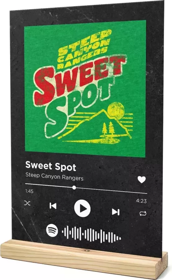 Songr Spotify Muziek Bordje Sweet Spot Steep Canyon Rangers 20x30 Zwart Dibond Aluminium Plaat Cadeau Tip voor Man en Vrouw
