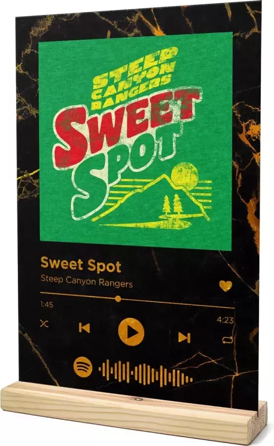 Songr Spotify Muziek Bordje Sweet Spot Steep Canyon Rangers 20x30 Zwart Goud Dibond Aluminium Plaat Cadeau Tip voor Man en Vrouw