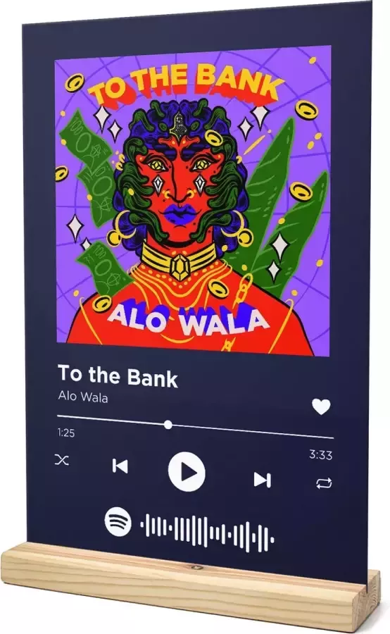 Songr Spotify Muziek Bordje To the Bank Alo Wala 20x30 Blauw Dibond Aluminium Plaat Cadeau Tip voor Man en Vrouw