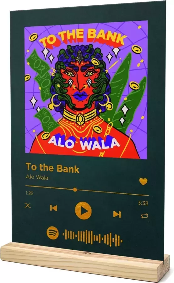 Songr Spotify Muziek Bordje To the Bank Alo Wala 20x30 Groen Dibond Aluminium Plaat Cadeau Tip voor Man en Vrouw