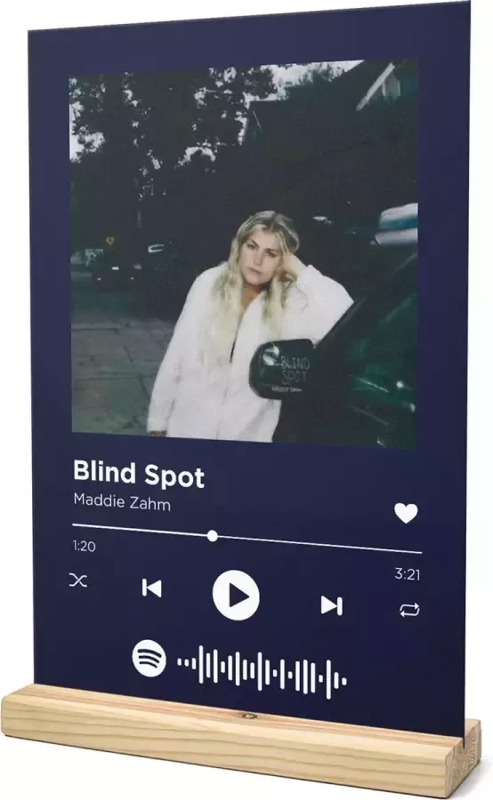 Songr Spotify Muziekbordje Blind Spot Maddie Zahm 20x30 Blauw Dibond Aluminium Plaat Cadeau Tip voor Man en Vrouw