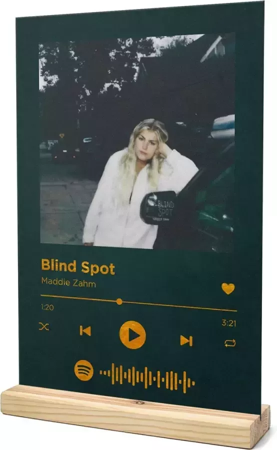 Songr Spotify Muziekbordje Blind Spot Maddie Zahm 20x30 Groen Dibond Aluminium Plaat Cadeau Tip voor Man en Vrouw