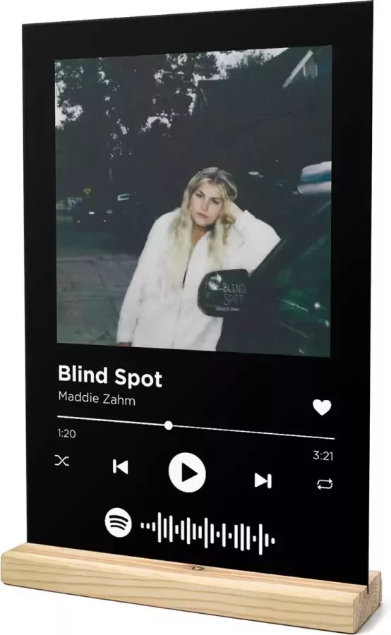 Songr Spotify Muziekbordje Blind Spot Maddie Zahm 20x30 Zwart Dibond Aluminium Plaat Cadeau Tip voor Man en Vrouw