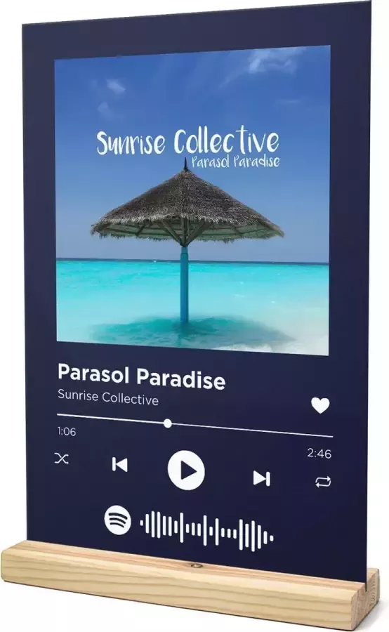 Songr Spotify Muziekbordje Parasol Paradise Sunrise Collective 20x30 Blauw Dibond Aluminium Plaat Cadeau Tip voor Man en Vrouw