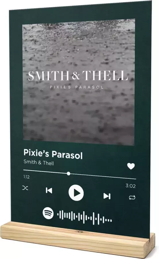 Songr Spotify Muziekbordje Pixie's Parasol Smith & Thell 20x30 Groen Dibond Aluminium Plaat Cadeau Tip voor Man en Vrouw