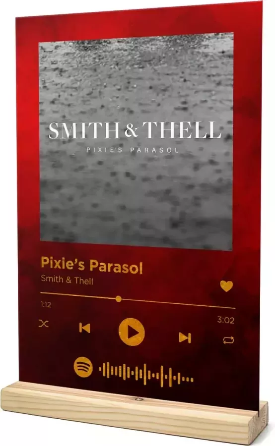 Songr Spotify Muziekbordje Pixie's Parasol Smith & Thell 20x30 Rood Dibond Aluminium Plaat Cadeau Tip voor Man en Vrouw