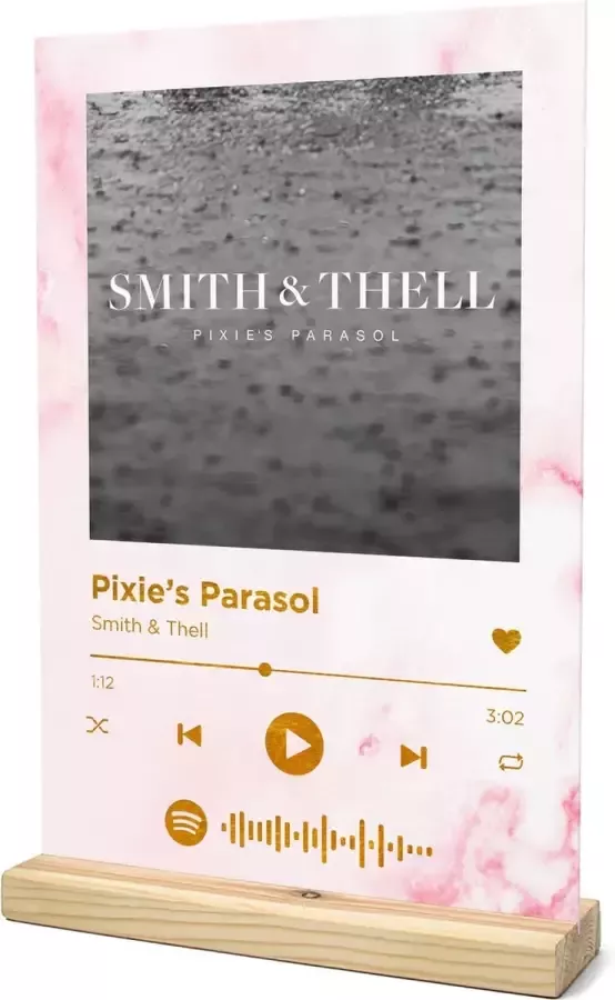 Songr Spotify Muziekbordje Pixie's Parasol Smith & Thell 20x30 Roze Dibond Aluminium Plaat Cadeau Tip voor Man en Vrouw