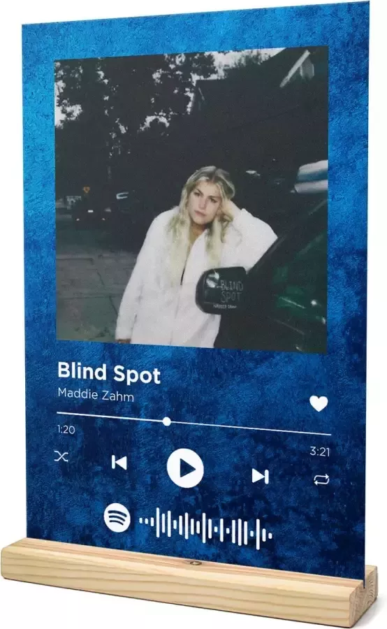 Songr Spotify Muziek Bordje Blind Spot Maddie Zahm 20x30 Blauw Dibond Aluminium Plaat Cadeau Tip voor Man en Vrouw