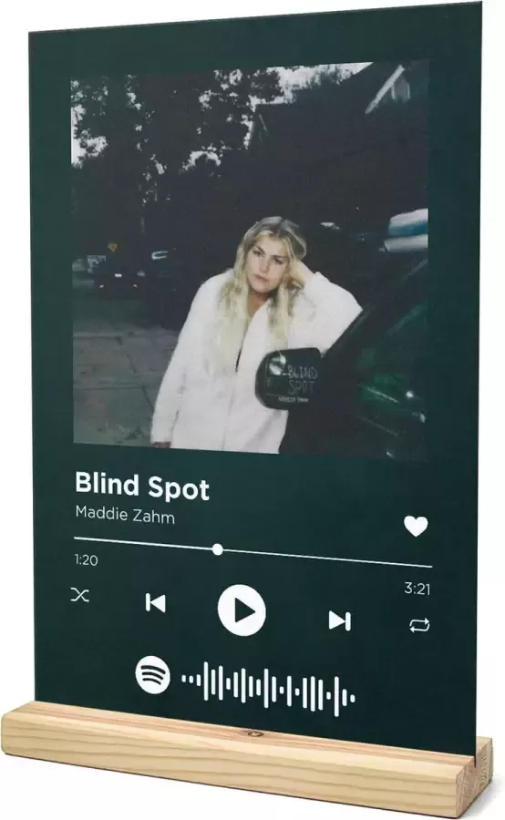 Songr Spotify Muziek Bordje Blind Spot Maddie Zahm 20x30 Groen Dibond Aluminium Plaat Cadeau Tip voor Man en Vrouw