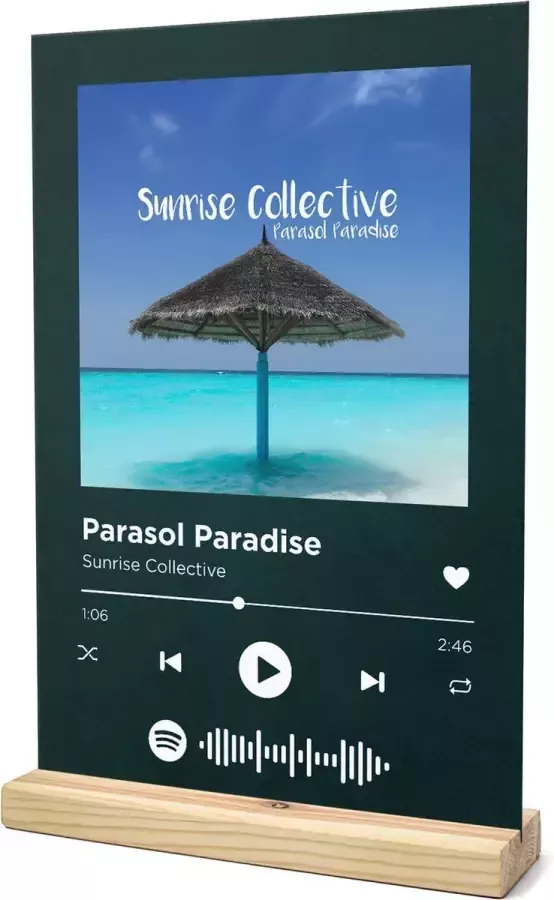 Songr Spotify Muziekbordje Parasol Paradise Sunrise Collective 20x30 Groen Dibond Aluminium Plaat Cadeau Tip voor Man en Vrouw