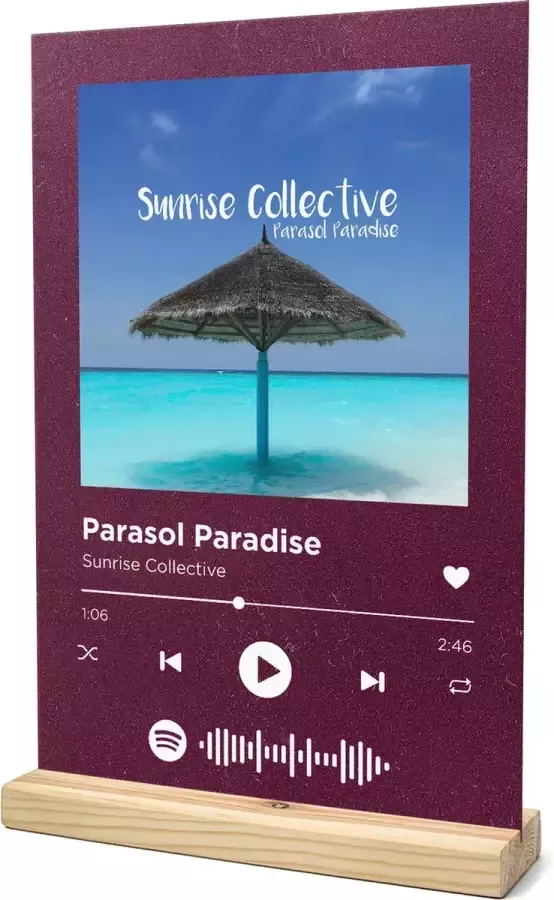Songr Spotify Muziekbordje Parasol Paradise Sunrise Collective 20x30 Rood Dibond Aluminium Plaat Cadeau Tip voor Man en Vrouw