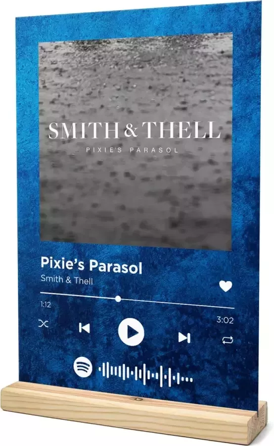 Songr Spotify Plaat Pixie's Parasol Smith & Thell 20x30 Blauw Dibond Aluminium Cadeau Tip voor Man en Vrouw