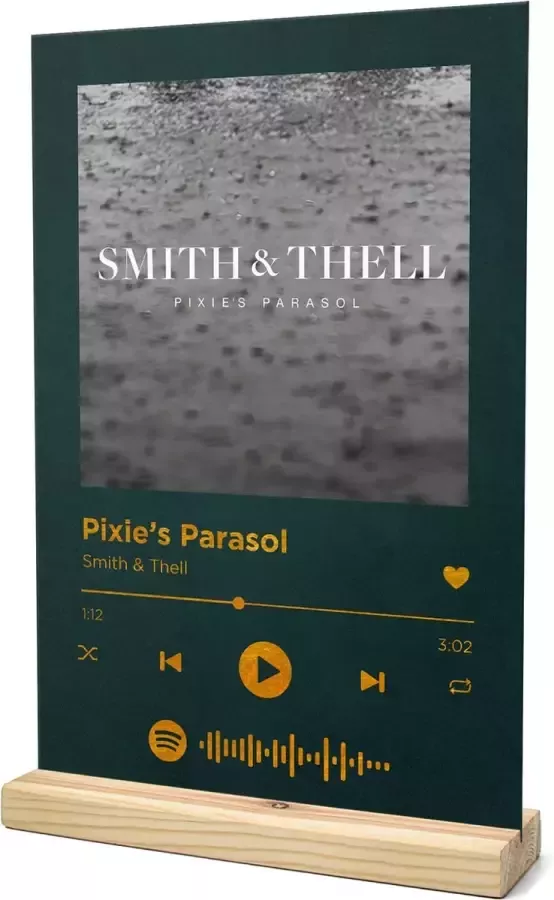 Songr Spotify Muziek Bordje Pixie's Parasol Smith & Thell 20x30 Groen Dibond Aluminium Plaat Cadeau Tip voor Man en Vrouw
