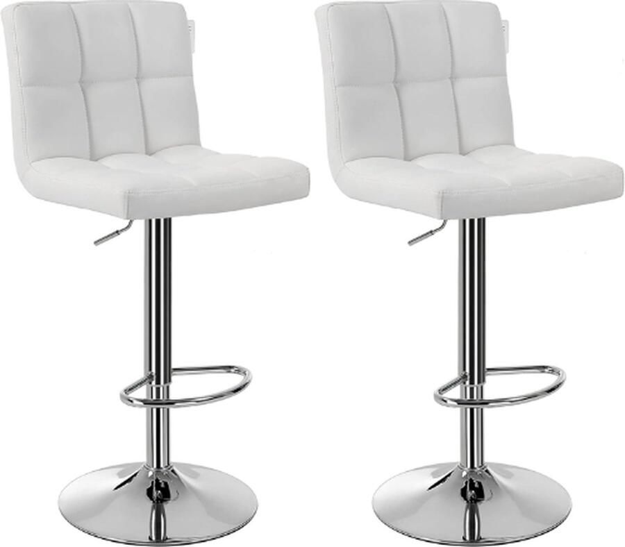 SONGSMIC Barkrukken Set Van 2 Barkruk Barstoel Barkrukken Set Van 2 Verstelbaar Barstoelen Set Van 2 Bar Kruk Badstoeltje Barkruk Wit Barkrukken Industrieel Keukenstoelen Set 2