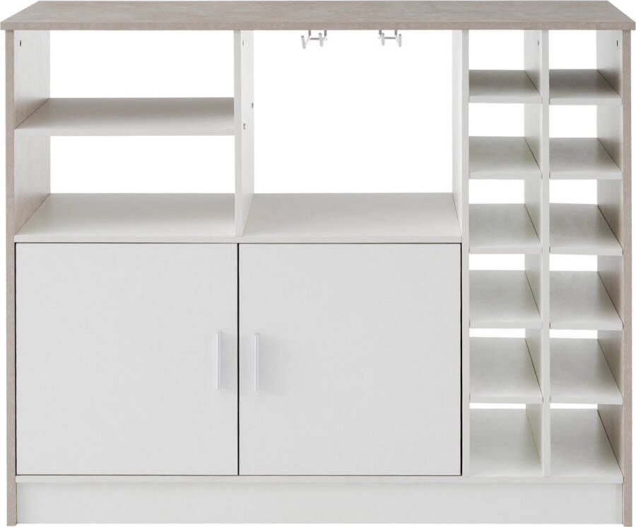 SONNENH Bartafel in industriële stijl multifunctionele bartafel retro bartafel Boekenkast grijs