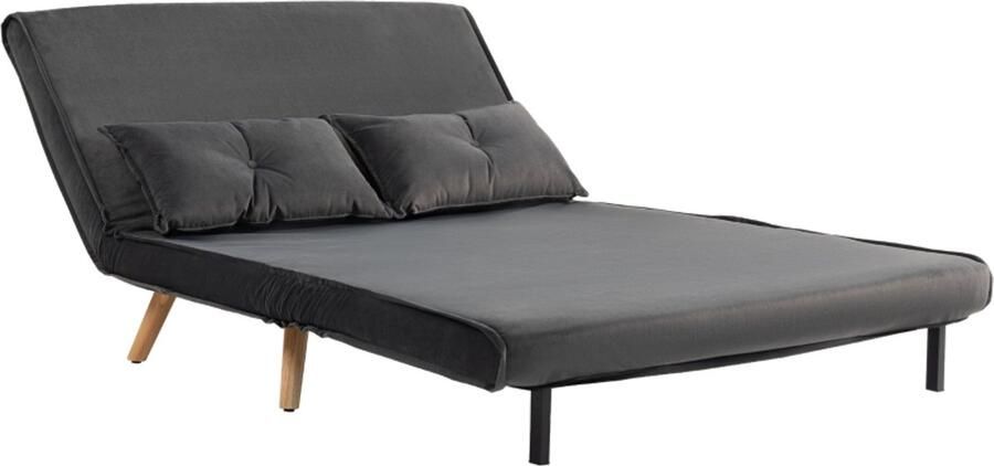 SONNENH HOMCOM 2-persoons slaapbank bedbank om te zetten in een bed instelbare rugleuning stoffen bekleding metalen frame grijs