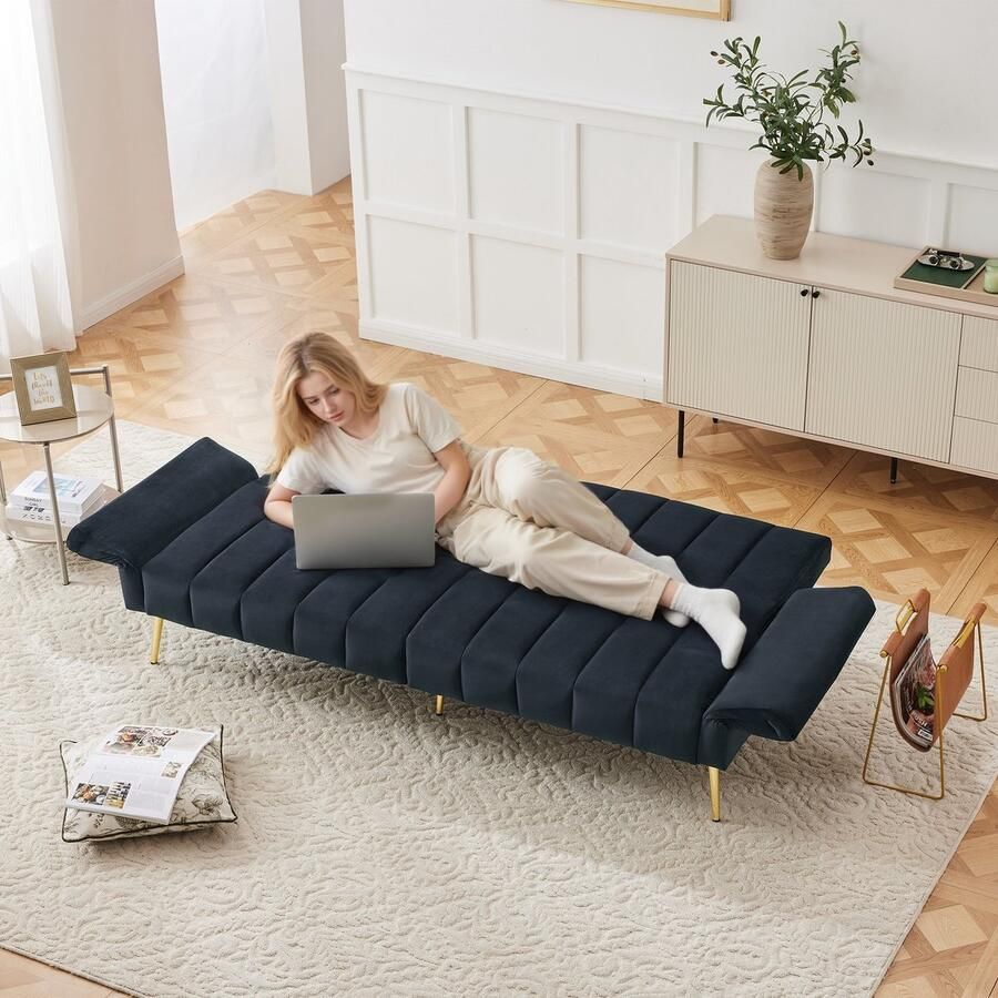 SONNENH Modern opvouwbare slaapbank met slaapfunctie in velours inclusief hulppoten geschikt voor woonkamer slaapkamer thuiskino en gastenkamer video beschikbaar