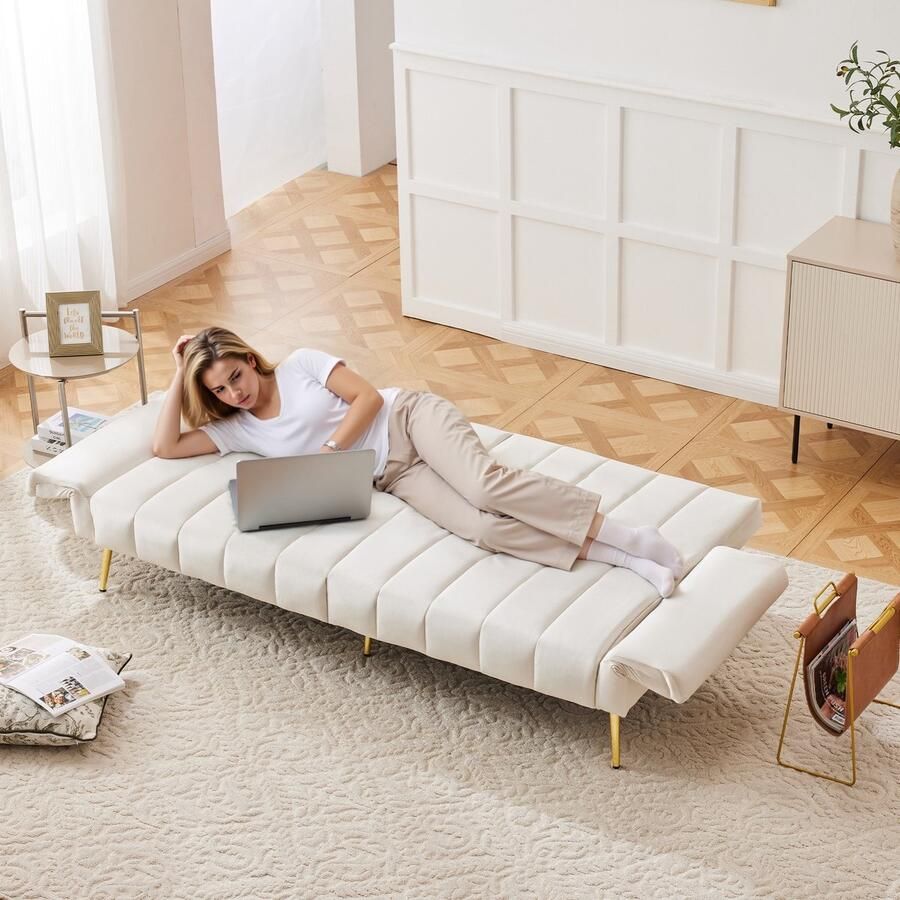 SONNENH Modernes klappbares Schlafsofa-Samtstoff-Schlaffunktion-Hilfsfüßen-suitable für Wohnzimmer Schlafzimmer Heimkino Gästezimmer